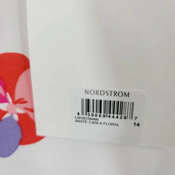 New Lewitt Women's Dress Sleeveless V-Neck Floral Print White Size 14 - Picture 6 of 8